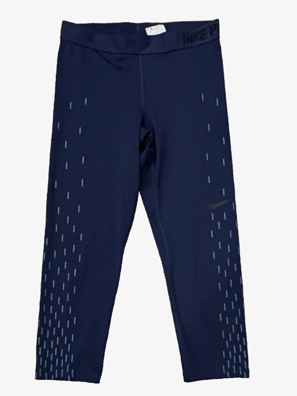 Nike Pro Cool Dri-FIT Linear Rain Reflective Capri Leggings Navy Large